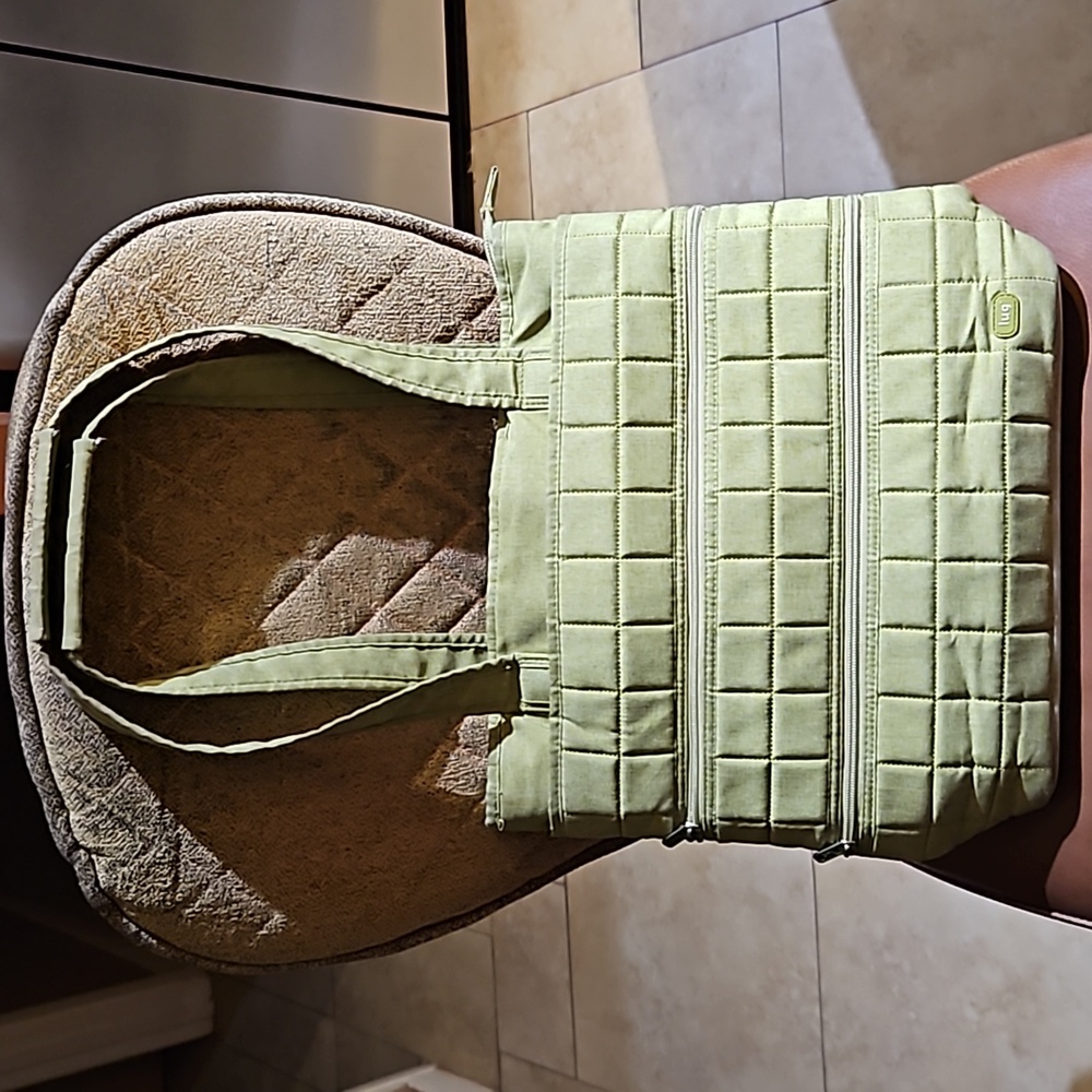 Lug Taxicab Shoulder Tote Bag Green Quilted Travel - Picture 3 of 4